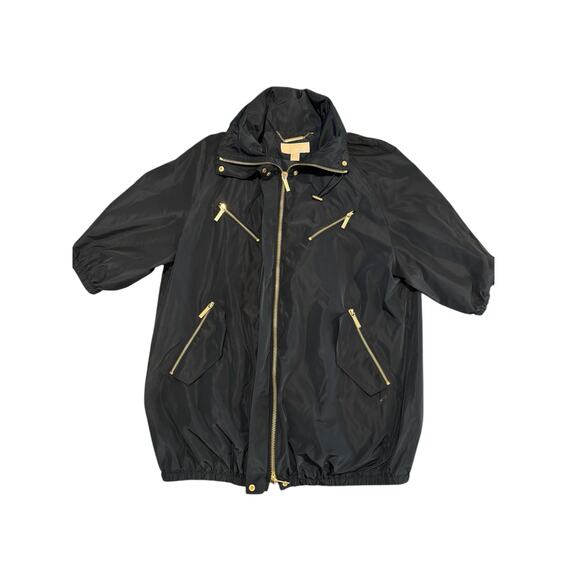 Michael Michael Kors Blue Gold Zip Hooded Jacket Sz S 1/2 Sleeve Lightweight - Picture 6 of 10